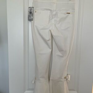 White Flared Pants with Gold Accents